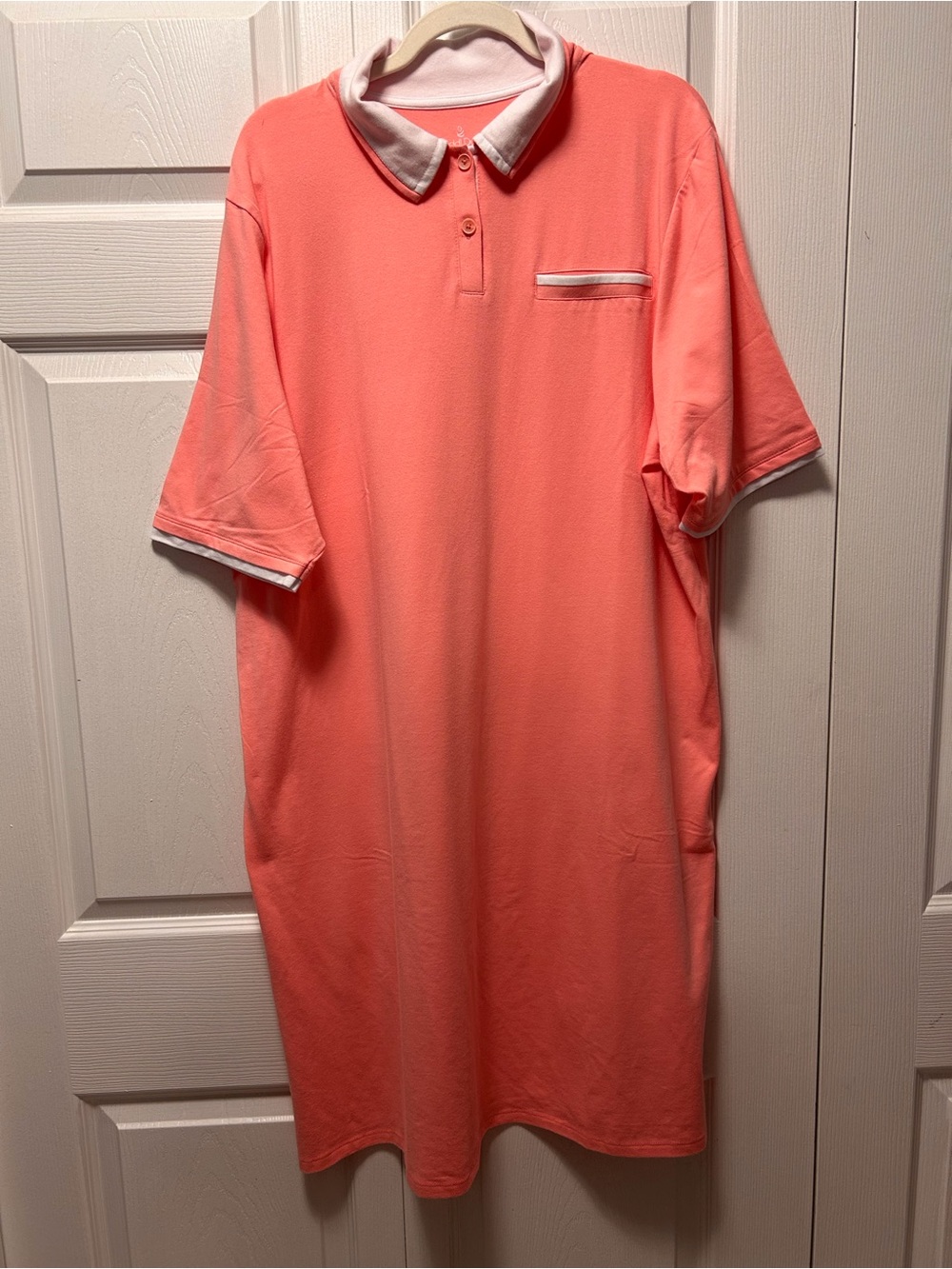 Cuddl Duds Coral Polo Dress with Contrast Collar - Picture 2 of 4